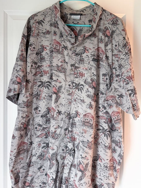 Columbia Other - Columbia Button Up Shirt 3XT Tall Tropical Print Hawaiian Pelican Beach